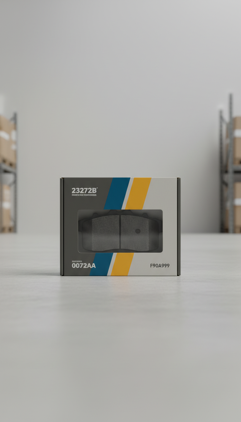 Heavy-duty brake pad in branded packaging